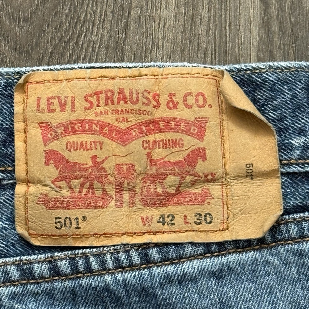 Levi's 501 Button Fly Straight Leg Jeans Men's Tag 42x30(41x29)Dark Wash Denim - Picture 5 of 10